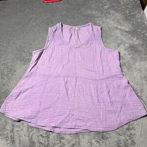 Faherty Desmond Blouse Womens Size M Pink Dream Cotton Gauze Sleeveless Top‎